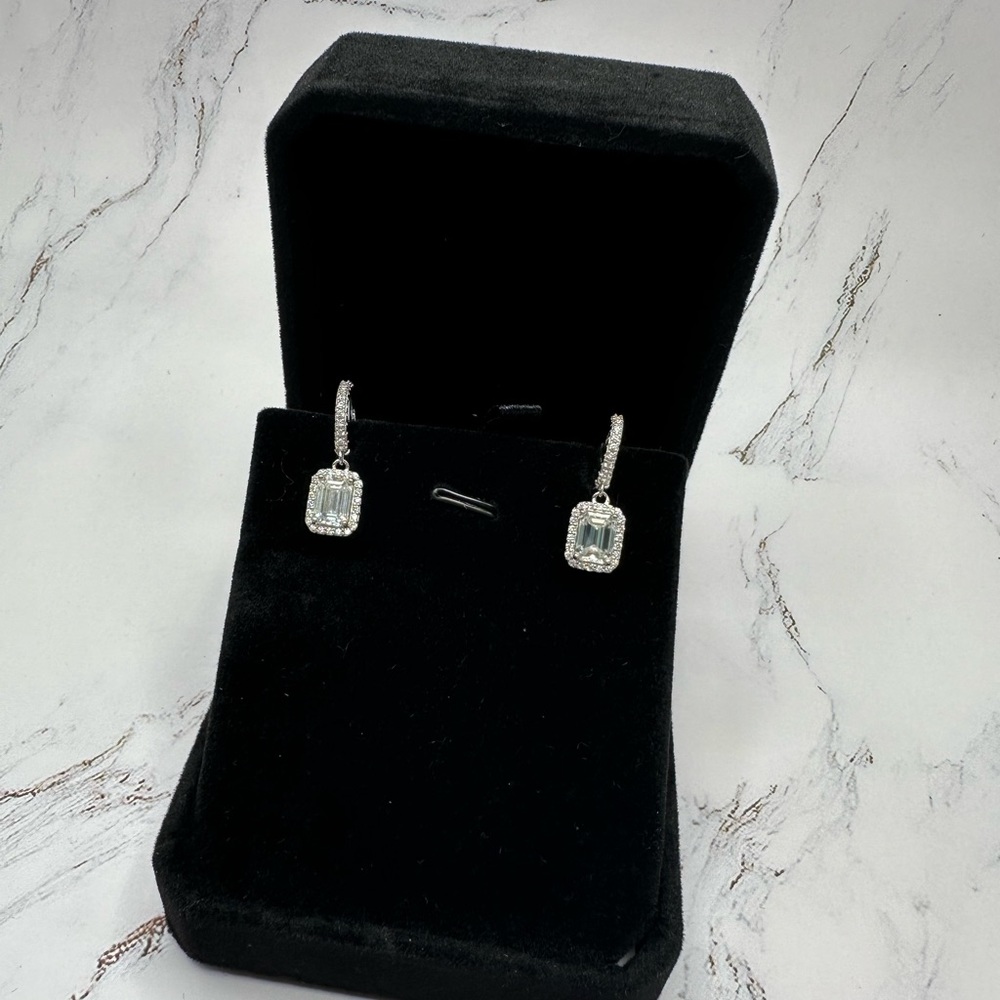 2.0 ctw Emerald Halo Moissanite Earrings